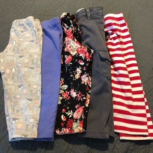Lot of 5 little girl pants